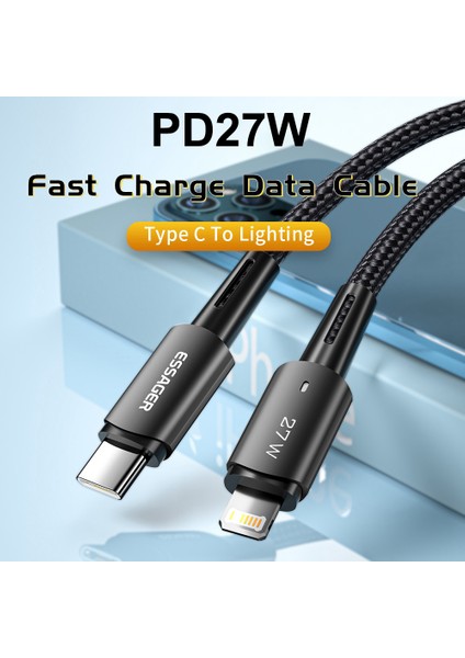 3 M Cep Telefonu Şarj Kablosu 27 W iPhone Dolaşmayan Örgülü USB C-Ip Veri Iletimi Hızlı Şarj Kablosu (Yurt Dışından) fırsatları