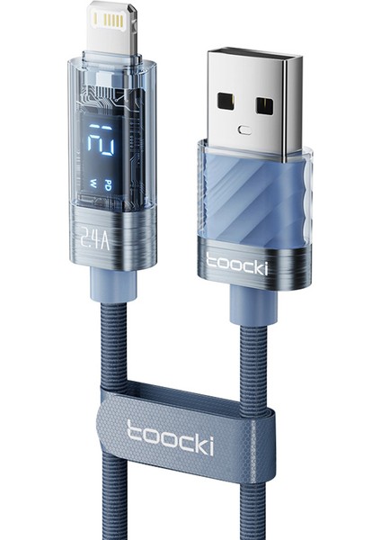 1m 2,4A Dijital Ekranlı Usb'den Lightning'e Kablo Veri Kablosu-Mavi (Yurt Dışından)