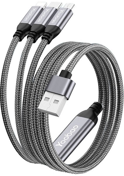 3'ü 1 Arada Usb'den Tip-C'ye/yıldırım/mikro Geri Çekilebilir Veri Kablosu 3A Hızlı Şarj Naylon Örgülü Kablo (Yurt Dışından)