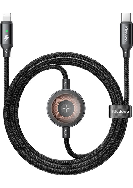 2'si 1 Arada Veri Kablosu Tip-C-Ip + Watch Kablosuz Şarj Cihazı 36W 1,5 M (Yurt Dışından)