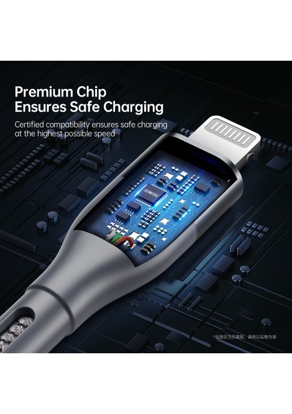 2m Usb-C-Lightning Kablosu Pd 20W Hızlı Şarj Aleti Naylon Örgülü Veri Kablosu-Gri (Yurt Dışından)