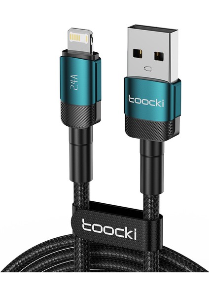 2m 2,4A Hızlı Şarjlı Usb'den Lightning Örgülü Veri Kablosuna-Yeşil (Yurt Dışından)