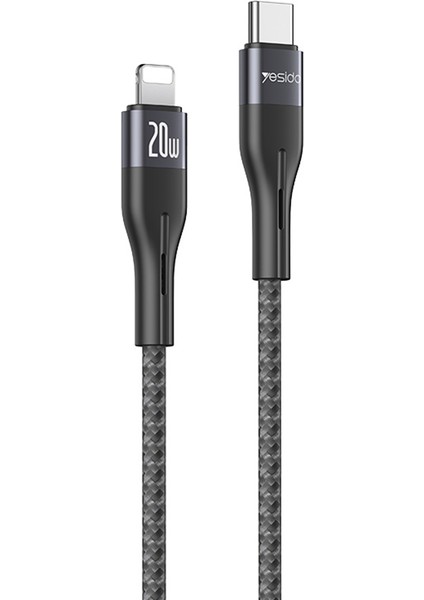 Pd 20W Şarj Kablosu Usb-C-Iphone, iPad için Yıldırım Örgülü Veri Kablosu (Yurt Dışından)