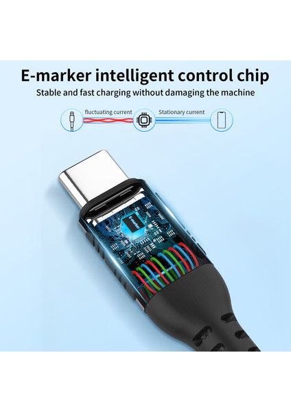 iPhone 15 Serisi için 1m Usb-C Pd Hızlı Şarj Kablosu Type-C-Type-C Veri Aktarım Kablosu Dahili E-Mark ÇIPI-100W (Yurt Dışından)