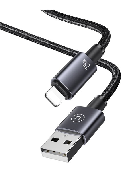 Forestl Digital 2m 2,4A Hızlı Şarj Kablosu Usb-A-Lightning Telefon Veri Kablosu-Kararmış (Yurt Dışından)