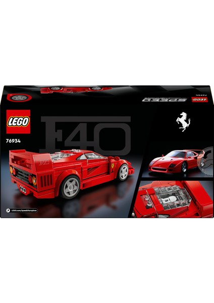 Speed Champions Ferrari F40 Süper Araba 76934 - 9 Yaş ve Üzeri Çocuklar Için Inşa Edilebilen Oyuncak Araç Modeli Yapım Seti (318 Parça)