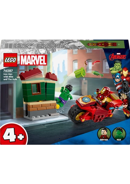 Marvel Motosikletli Iron Man ve Hulk 76287 - 4 Yaş ve Üzeri Süper Kahraman Sevenler Için Avengers Minifigürleri Içeren Yaratıcı Oyuncak Yapım Seti (68 Parça)