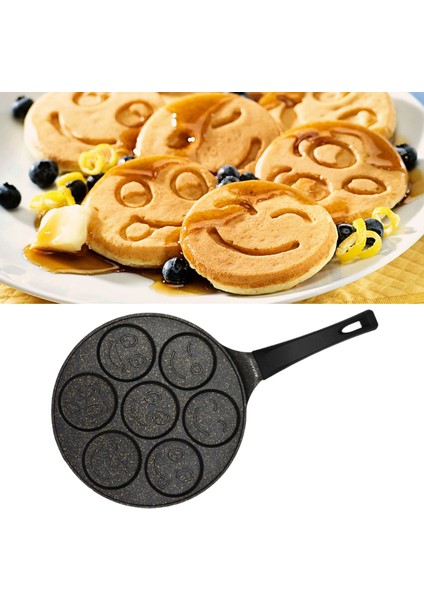 Yüz Emojoli Pankek Tava, Non-Stick 7 Gözlü Pankek Tavası 26 cm