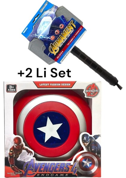 Avengers Captain Amerika Kalkan ve Thor Çekiç 2 Li Megaset