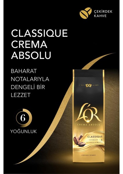 Espresso Colombıa + L'or Crema Absolu Classıc Çekirdek Kahve 1 kg