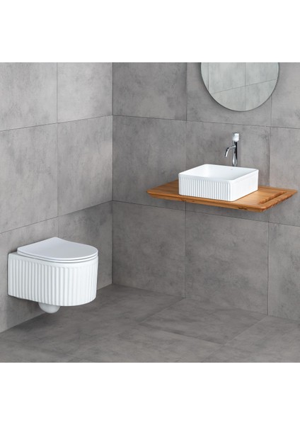 E-W1003MB Tezgah Üstü Lavabo Mat Beyaz fırsatları