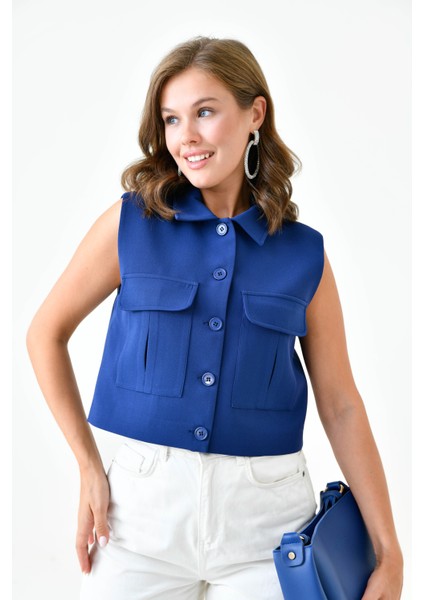 Lacivert Cepli Tam Kalıp Yelek modelleri