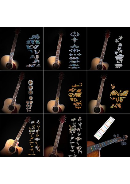 No.4 Stili Elektro Akustik Gitar Bas Ukulele Guitarra Aksesuarları Için 14 Stil Çapraz Kakma Decals Fretboard Sticker Ultra Ince Sticker (Yurt Dışından) fiyatları