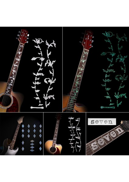 No.4 Stili Elektro Akustik Gitar Bas Ukulele Guitarra Aksesuarları Için 14 Stil Çapraz Kakma Decals Fretboard Sticker Ultra Ince Sticker (Yurt Dışından) modelleri