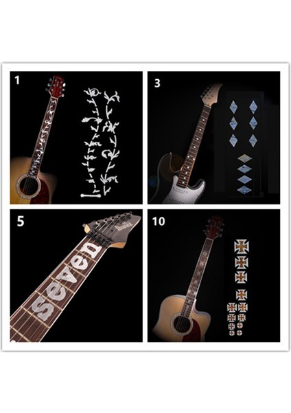 No.4 Stili Elektro Akustik Gitar Bas Ukulele Guitarra Aksesuarları Için 14 Stil Çapraz Kakma Decals Fretboard Sticker Ultra Ince Sticker (Yurt Dışından) fırsatları