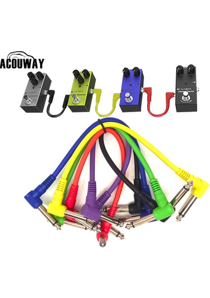 Siyah-6 Pcs Tarzı Elektrikli Gitar Efekt Pedalı Patch Kablosu Cord Düşük Gürültülü Korumalı Ses Kablosu Lead Sağ Açılı Patch (Yurt Dışından) fiyatları