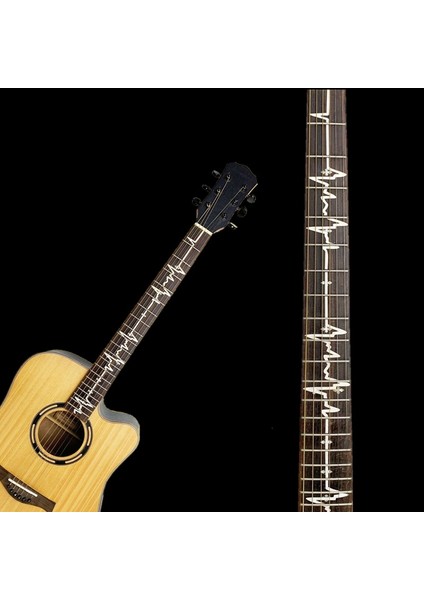 Elektrokardiyogram Stili Gitar Ahşap Gitar Parmaklık Dekor Sticker Fretboard Çıkartma Başlık Için Headstock Elektro Gitar Parça Bas Aksesuarı (Yurt Dışından)