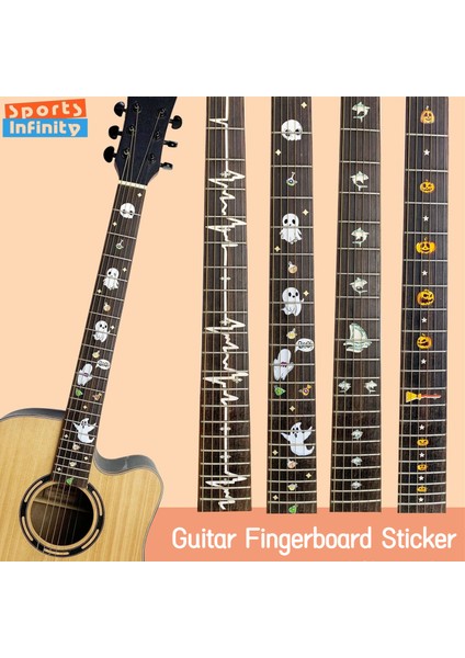 Elektrokardiyogram Stili Gitar Ahşap Gitar Parmaklık Dekor Sticker Fretboard Çıkartma Başlık Için Headstock Elektro Gitar Parça Bas Aksesuarı (Yurt Dışından)