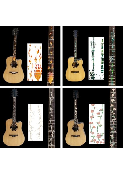 Elektrokardiyogram Stili Gitar Ahşap Gitar Parmaklık Dekor Sticker Fretboard Çıkartma Başlık Için Headstock Elektro Gitar Parça Bas Aksesuarı (Yurt Dışından)