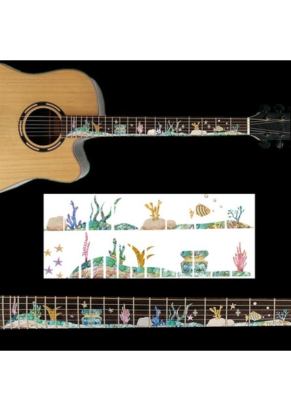 Deniz Dünyası Tarzı Altında Gitar Ahşap Gitar Parmaklık Dekor Sticker Fretboard Çıkartma Başlık Için Headstock Elektro Gitar Parça Bas Aksesuarı (Yurt Dışından)