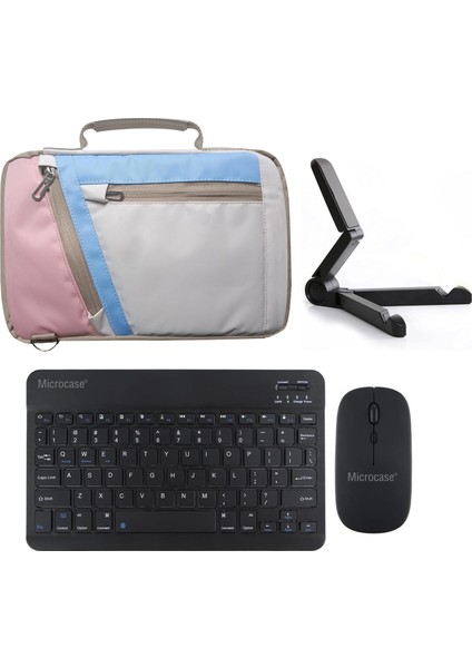Huawei Matepad Se 11 Inch Uyumlu Tablet Çanta+Türkçe Bluetooth Klavye +Mouse+ Standı - Pembe AL4382