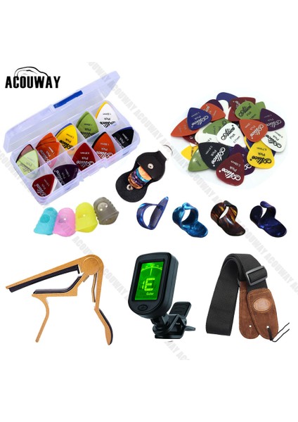 Ac-50-Gd Stili Gitar Aksesuarları Seti Kiti Gitar Plektrum Gitar Kapo Gitar Askı Akort Cihazı Parmak Ucu Koruyucu Gitar Askısı Parça Aksesuarları (Yurt Dışından) fiyatları