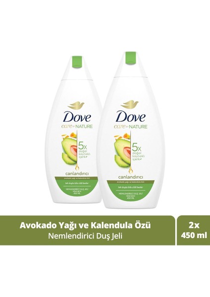 Nemlendirici Duş Jeli Avokado Yağı ve Kalendula Özü 450 ml X2