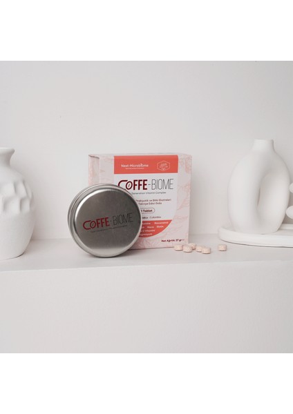 Coffe-Biome Kahve, Prebiyotik ve Bitki Ekstreleri Içeren Takviye Edici Gıda (60 Çiğnenebilir Tablet)