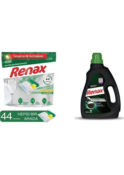 2'li Set (Bulaşık Makine Kapsülü 44' Lü.- Sıvı Çamaş. Deter. Siyahlar 2520 Ml)