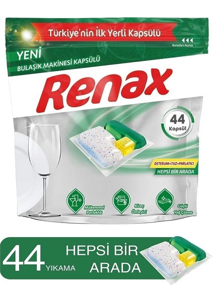 2'li Set (Bulaşık Makine Kapsülü 44' Lü.- Sıvı Çamaş. Deter. Beyaz Renkli 2520 Ml)