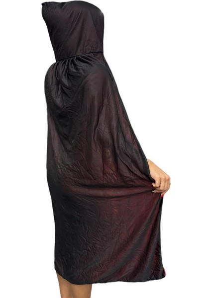 Halloween Pelerin Şapkalı Siyah 130 cm