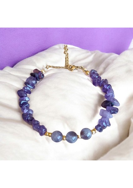 Ametist Taşı Bileklik Dorika Bileklik Kırıktaş Bileklik Gerçek Doğal Taş Çelik Metal modelleri