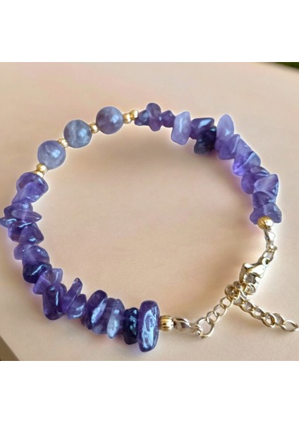 Ametist Taşı Bileklik Dorika Bileklik Kırıktaş Bileklik Gerçek Doğal Taş Çelik Metal fırsatları