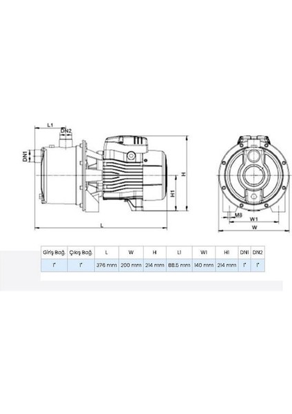 Jet Sps Mini 3.46 Paslanmaz Gövdeli Kendinden Emişli Jet Pompa 1 Hp 40 Mss 3.6 M³/h