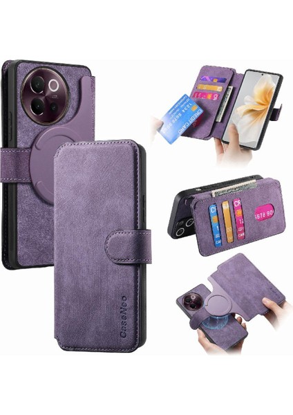 Vıvo V40 Lite Için Flip Case Retro Kart Standı Cüzdan Mıknatıs Koruyucu (Yurt Dışından)