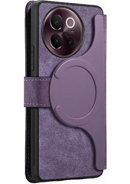 Vıvo V40 Lite Için Flip Case Retro Kart Standı Cüzdan Mıknatıs Koruyucu (Yurt Dışından)