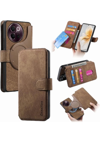 Vıvo V40 Lite Için Flip Case Retro Kart Standı Cüzdan Mıknatıs Koruyucu (Yurt Dışından)
