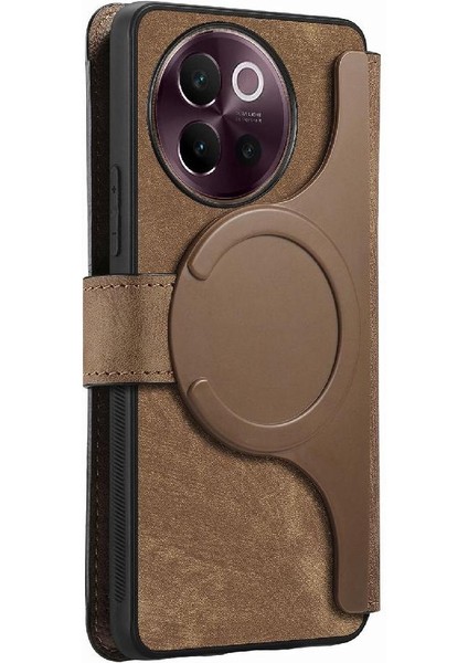 Vıvo V40 Lite Için Flip Case Retro Kart Standı Cüzdan Mıknatıs Koruyucu (Yurt Dışından)