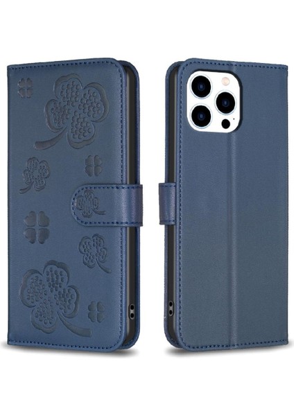 IPhone 14 Için Flip Case Pro Max Kart Yuvaları Tutucu Kickstand Cüzdan Yonca (Yurt Dışından)