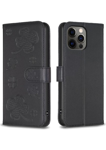 IPhone 12 Için Flip Case Pro Yonca Çiçek Çok Renkli Pu Deri Kart (Yurt Dışından)