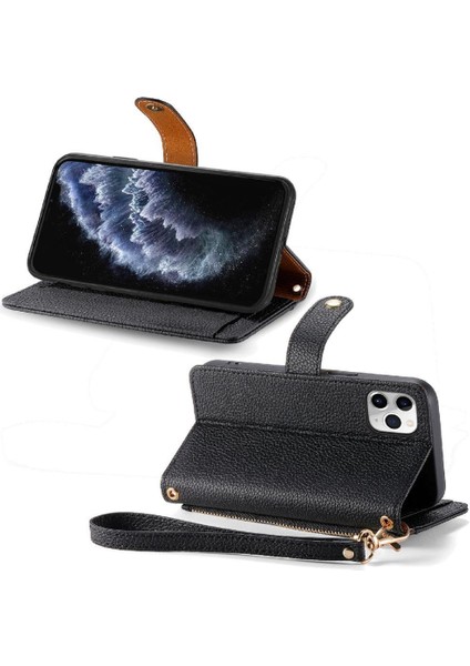 IPhone 11 Için Kılıf Pro Max Kordon Fermuar Cüzdan Aşk Deri Kılıf (Yurt Dışından)