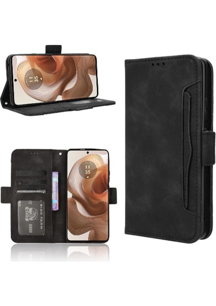Motorola Moto X50 Deri Cüzdan Kapak Manyetik Kapatma Kartı Için Kılıf (Yurt Dışından)