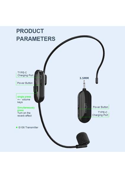 2 In 1 Taşınabilir Kablosuz Mikrofon Kulaklık Mikrofon 50M Menzil Profesyonel Başlık Mic Hoparlör Ses Öğretme Yoga Için (Yurt Dışından) modelleri