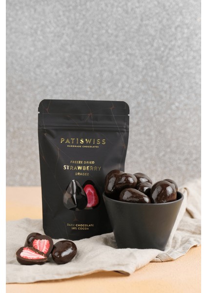 Bitter Çikolatalı Çilek Draje 80g x 12 Adet fiyatları