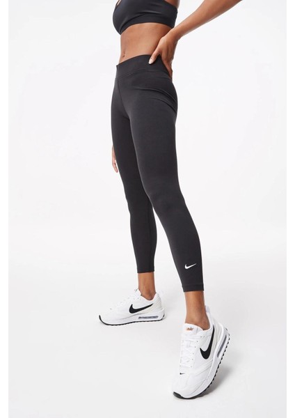 Sportswear Essentials Mid Rise 7/8 Leggings Black Pamuklu Kadın Spor Tayt Siyah