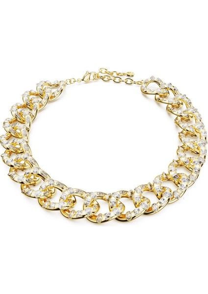 5663257 Swarovski Kolye Dextera Necklace, Statement, Mixed Cuts, Large, White, Gold-Tone Plated