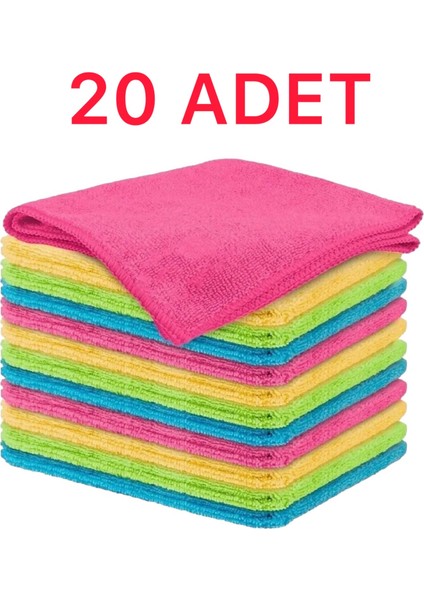 Mikrofiber Temizlik Bezi 20'li 40X40 Mutfak Yer Banyo Temizleme Bezi Havlu Bez