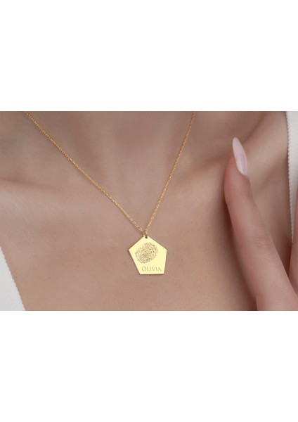 Parmak Izi ve Isim Detaylı Kadın Kolye, 925 Ayar Gümüş Kolye, Gümüş, Rose Gold, Altın Kaplama Kolye modelleri