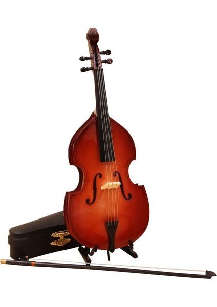 20 cm Tarzı Minyatür Gitar ve Standı ile Saklama Kılıfı Taklit Süs Bass Gitar Mini Model Dollhouse Dekorasyon Çocuk Hediyesi (Yurt Dışından)