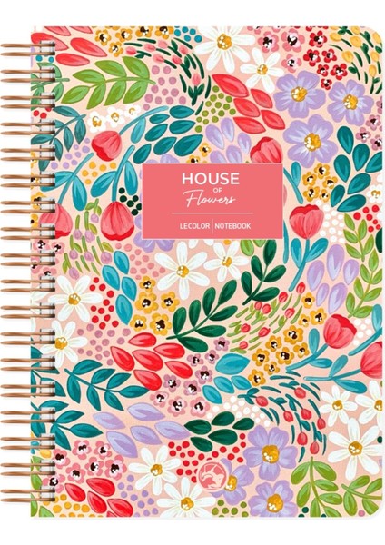 Le Color Botanical Spiralli Defter Kareli Kırmızı 17 x 24 cm